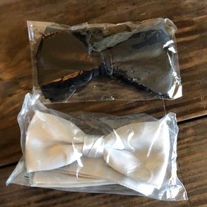 New Black and silver/gray bow ties
